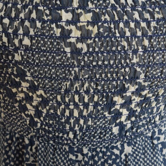 vintage 70s maxi dress boho hippie cottagecore prairie long navy smocked XS S - Picture 4 of 11